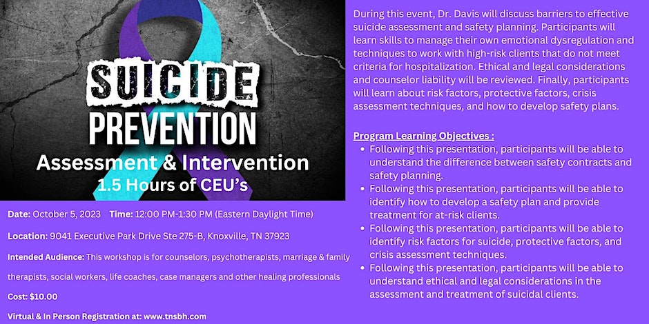 Suicide Assessment and Intervention Training (1.5 Hours CEU)