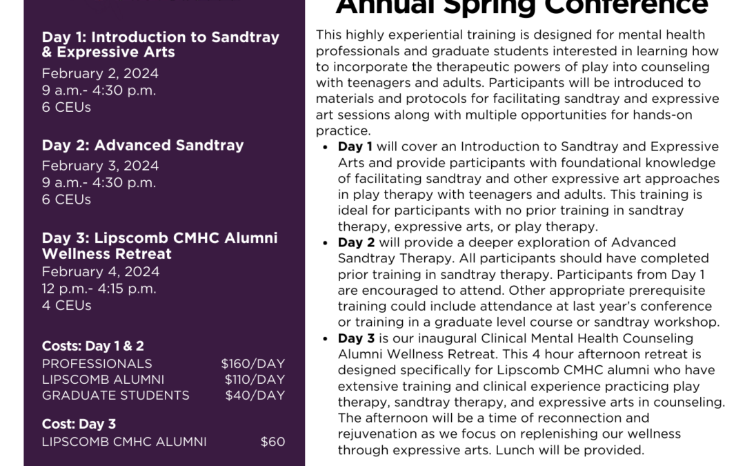 Sandtray and Expressive Arts Spring Conference (6 – 16 hrs CE)