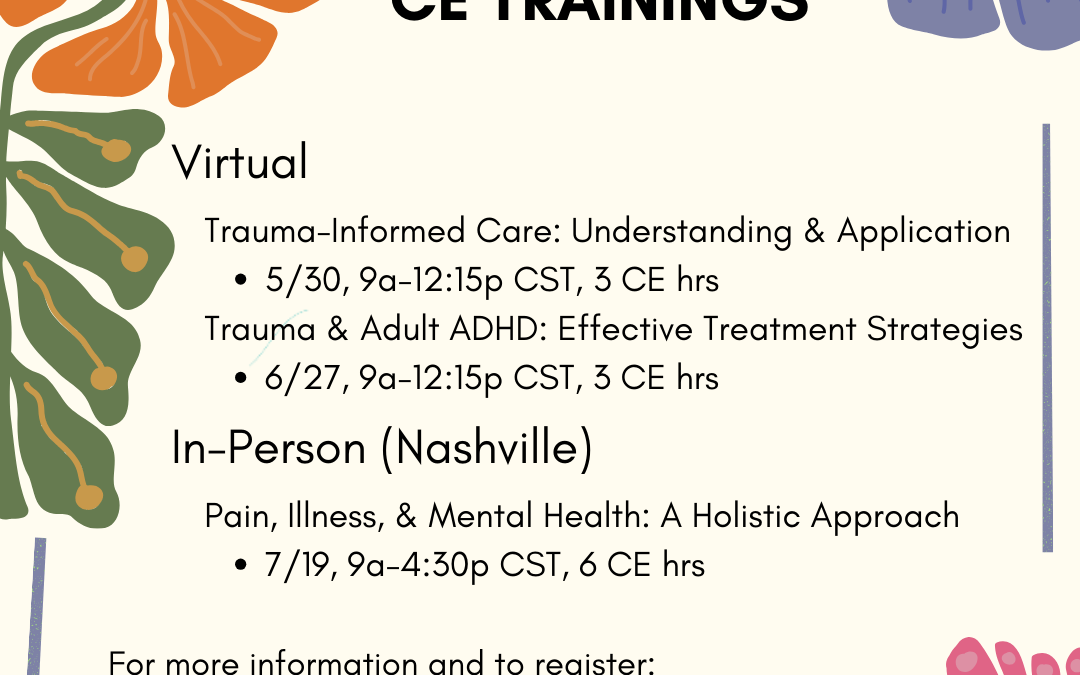 Upcoming CE Trainings (Virtual & In-Person)