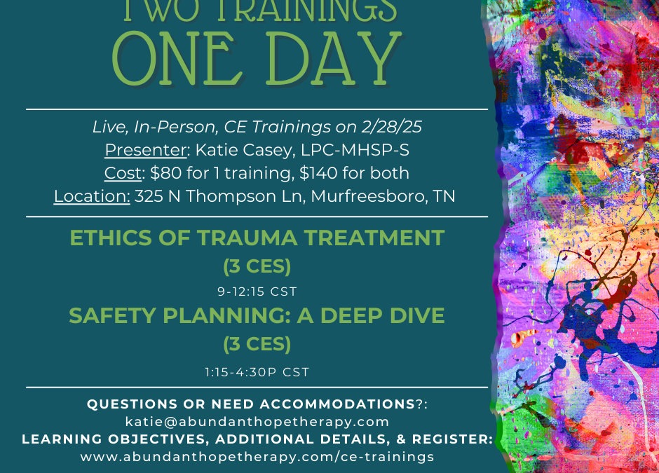 This Month! In-Person Ethics & Suicide Prevention Trainings