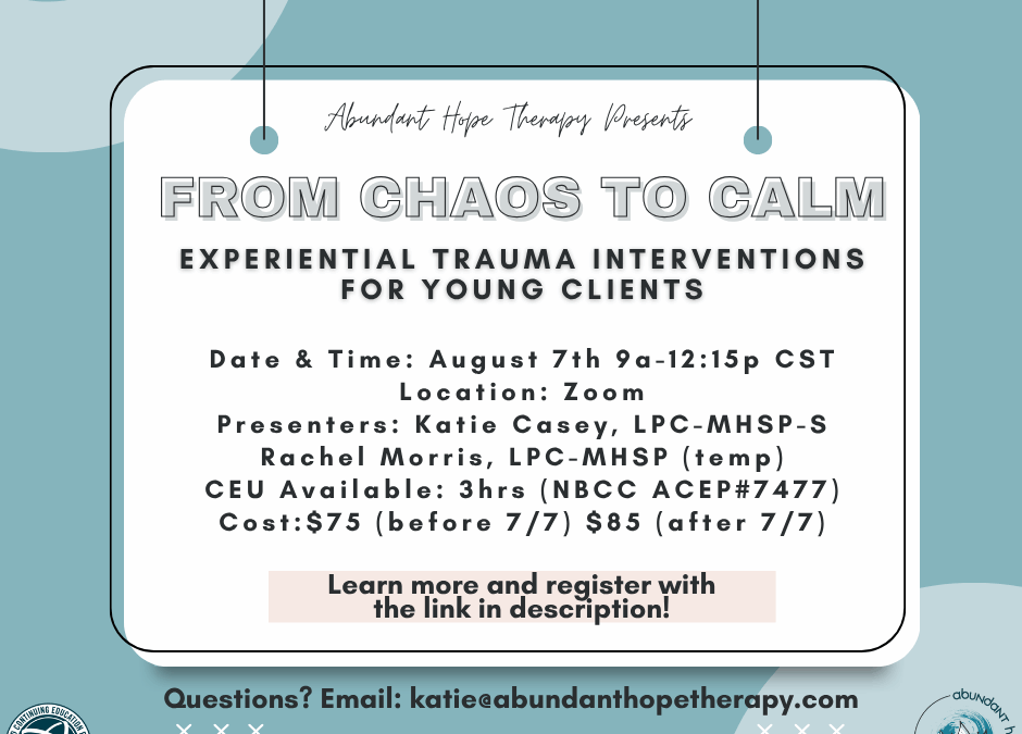CE Training: Experiential Trauma Interventions for Young Clients